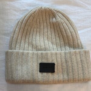 Varley Beige Ribbed Beanie